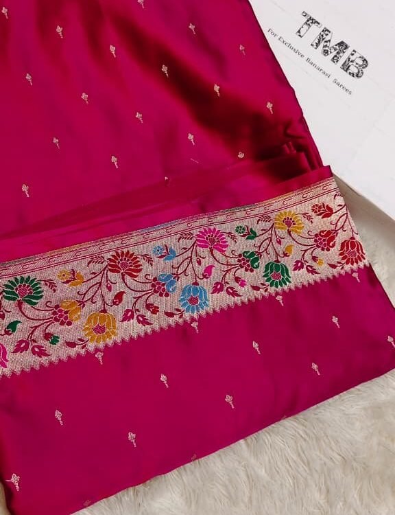 Banarasi Handloom Mashru Silk Saree Paithani Border