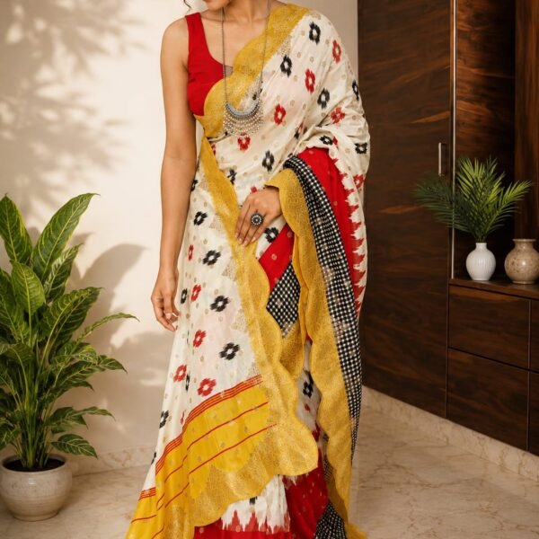 Beautiful Ikkat weaving on pure Munga silk sarees