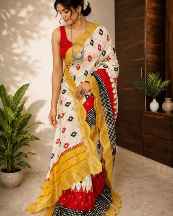 Beautiful Ikkat weaving on pure Munga silk sarees
