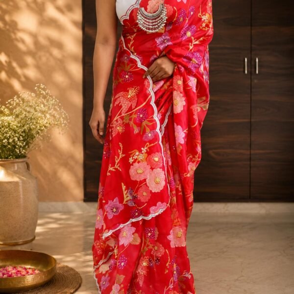 Beautiful floral printed pure crepe silk sarees