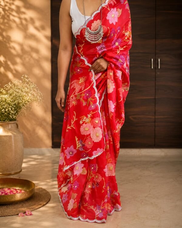 Beautiful floral printed pure crepe silk sarees