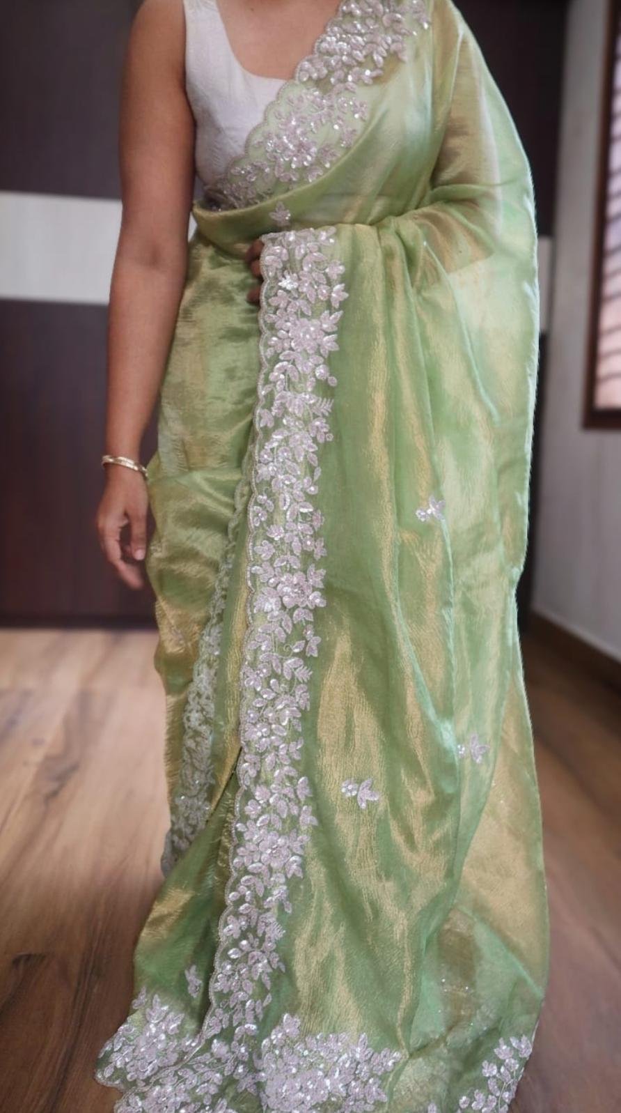 Crushed banarasi pure tissue silk saree 3 Crushed banarasi pure tissue silk saree