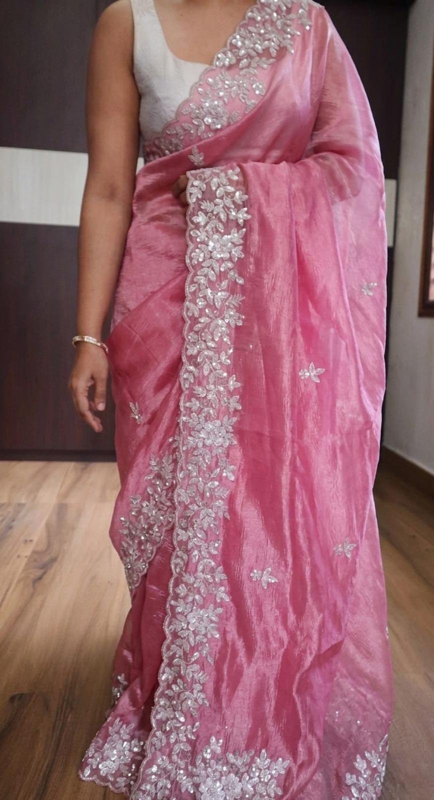 Crushed banarasi pure tissue silk saree 4 Crushed banarasi pure tissue silk saree