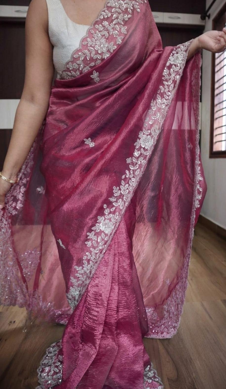 Crushed banarasi pure tissue silk saree 2 Crushed banarasi pure tissue silk saree