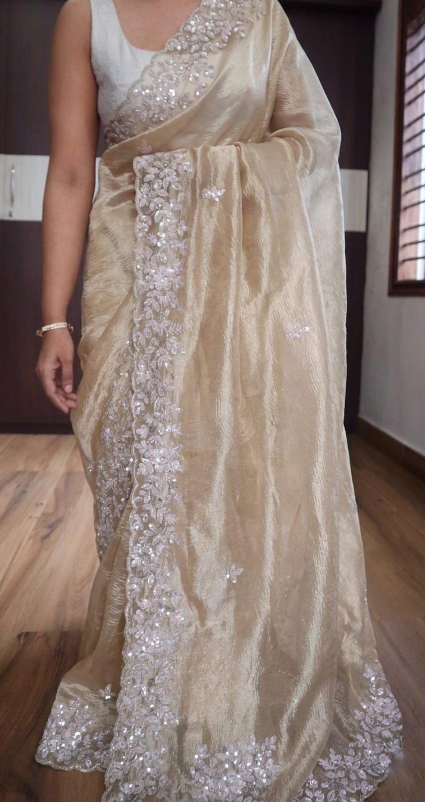 Crushed banarasi pure tissue silk saree 5 Crushed banarasi pure tissue silk saree