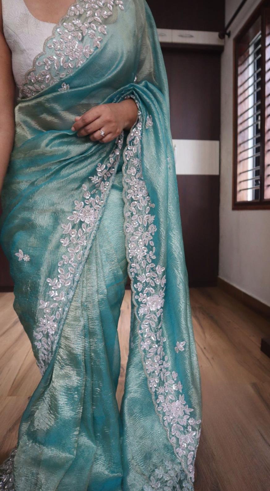 Crushed banarasi pure tissue silk saree 7 Crushed banarasi pure tissue silk saree