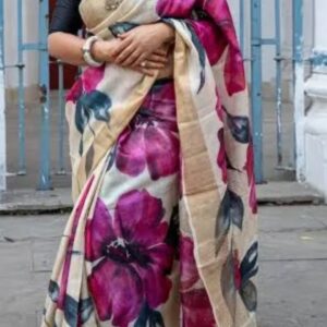 Exclusive hand-painted tussar saree