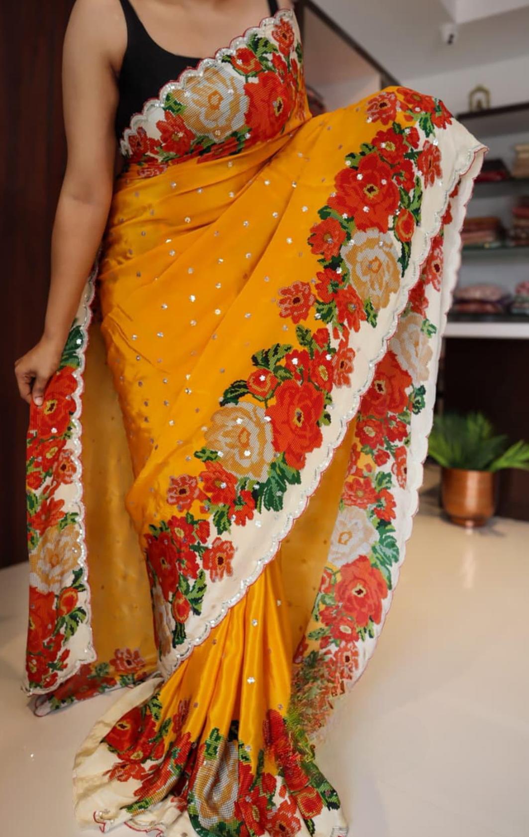 Floral Grace in Pure Crepe Silk Saree 6 Floral Grace in Pure Crepe Silk Saree - Image 6