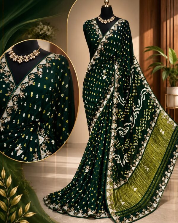 Hand Bandhej on pure Gajji silk sarees