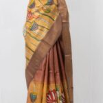 Kalamkari zari border handloom tussar saree