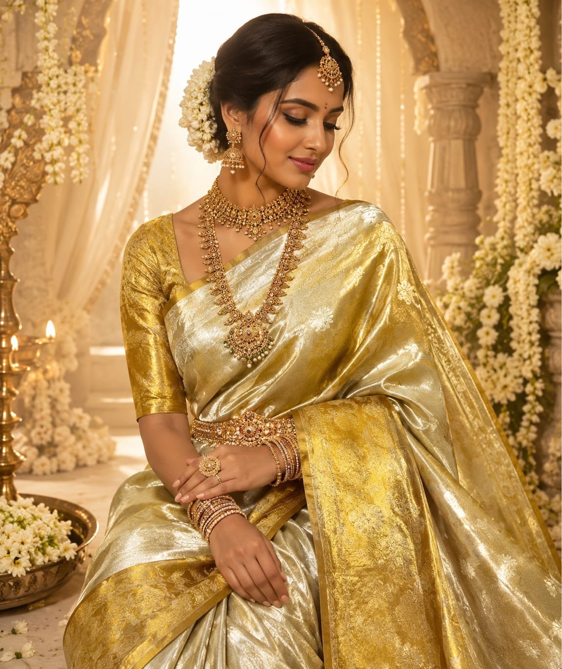 Meenakari border with all over butties designs