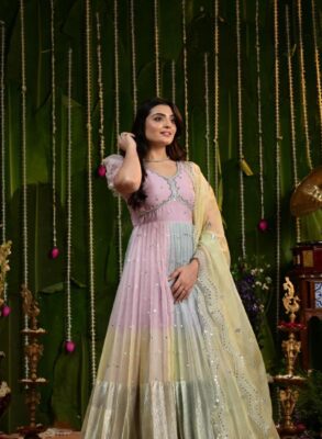 Organza Pattu Gown for Elegant Occasions