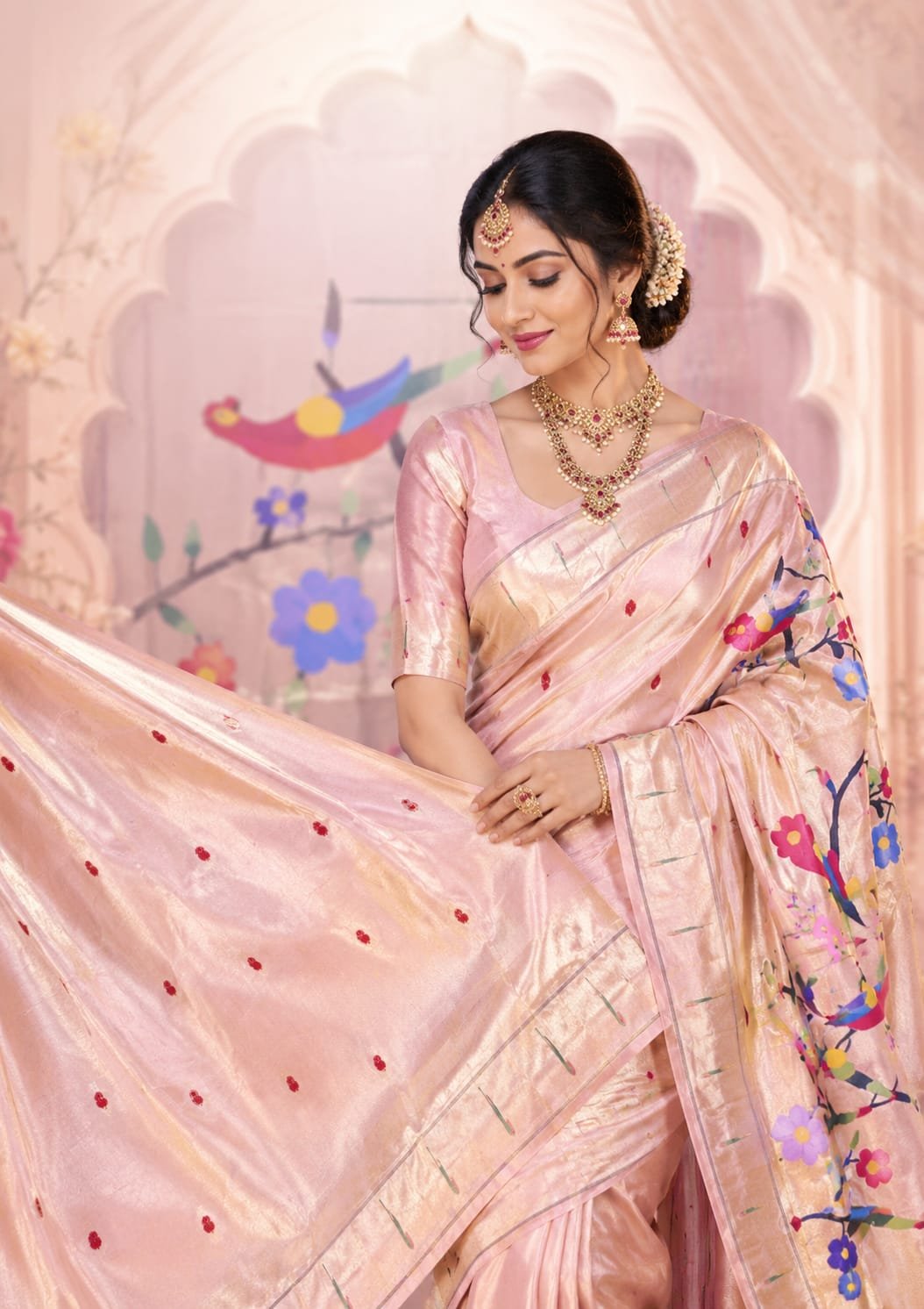 Paithani Designer Parrot Pallu Saree 1 Paithani Designer Parrot Pallu Saree