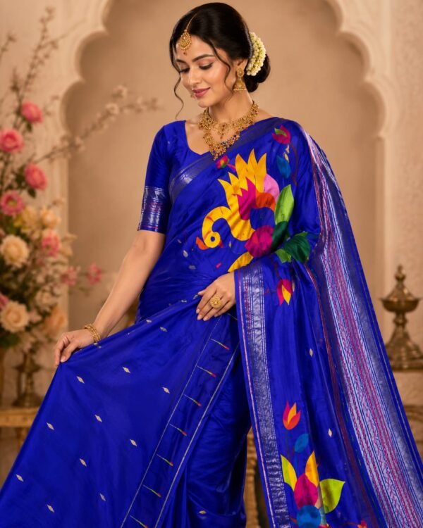 Paithani Pure Silk Single Munia Self Border