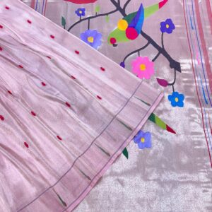 Pink Paithani Single Munia Border Parrot Pallu Saree