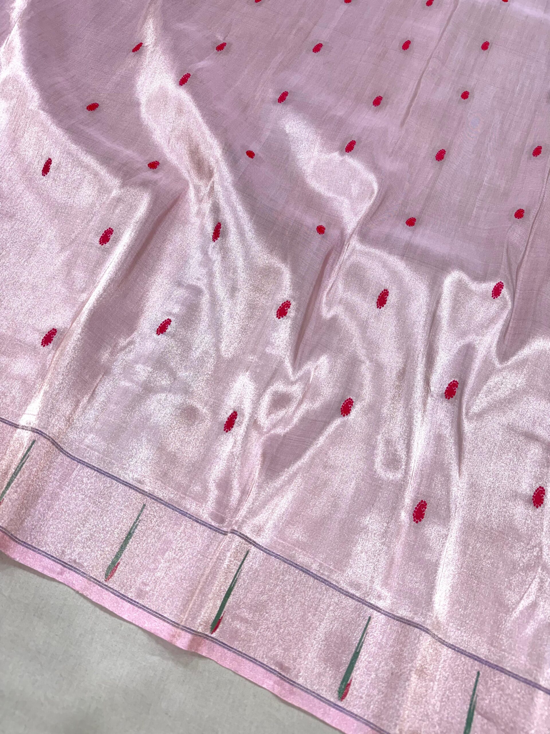 Pink Paithani Single Munia Border Parrot Pallu Saree 5 Pink Paithani Single Munia Border Parrot Pallu Saree - Image 5