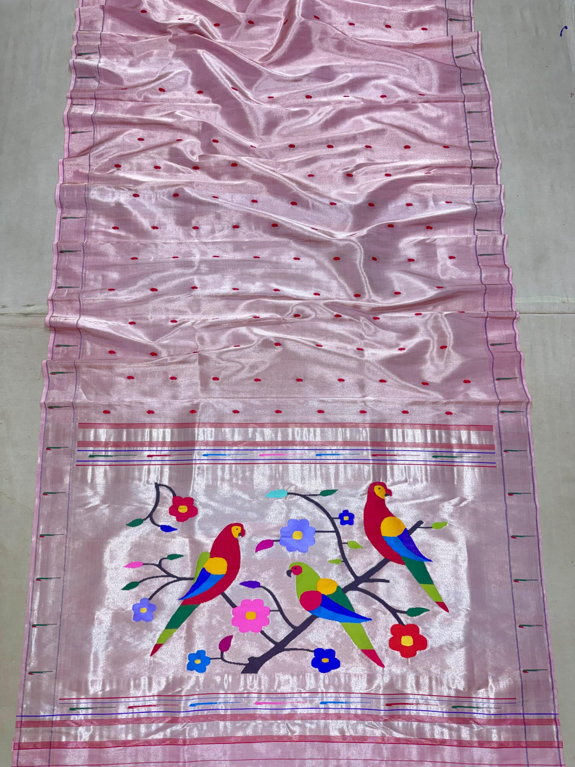 Pink Paithani Single Munia Border Parrot Pallu Saree 6 Pink Paithani Single Munia Border Parrot Pallu Saree - Image 6