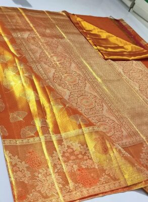 Pretty Meena works pure Kanchipuram tissue