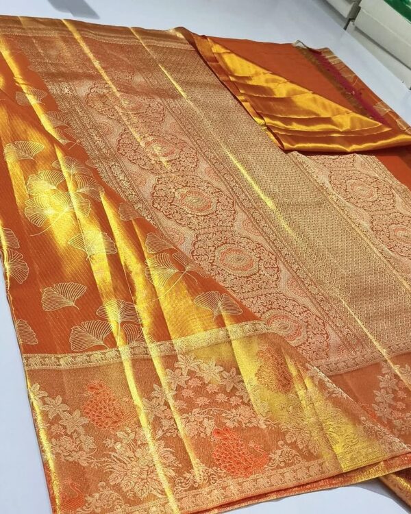 Pretty Meena works pure Kanchipuram tissue