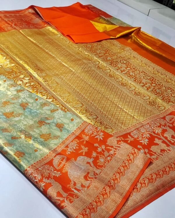 Pure Kanchipuram kuttu resham Meena brocade