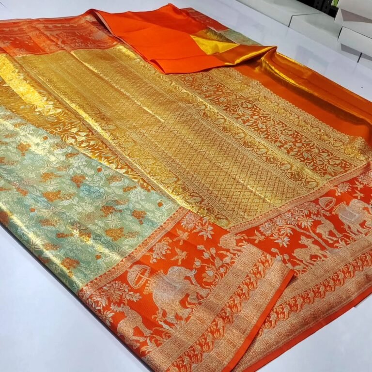 Pure Kanchipuram kuttu resham Meena brocade 35 Pure Kanchipuram kuttu resham Meena brocade
