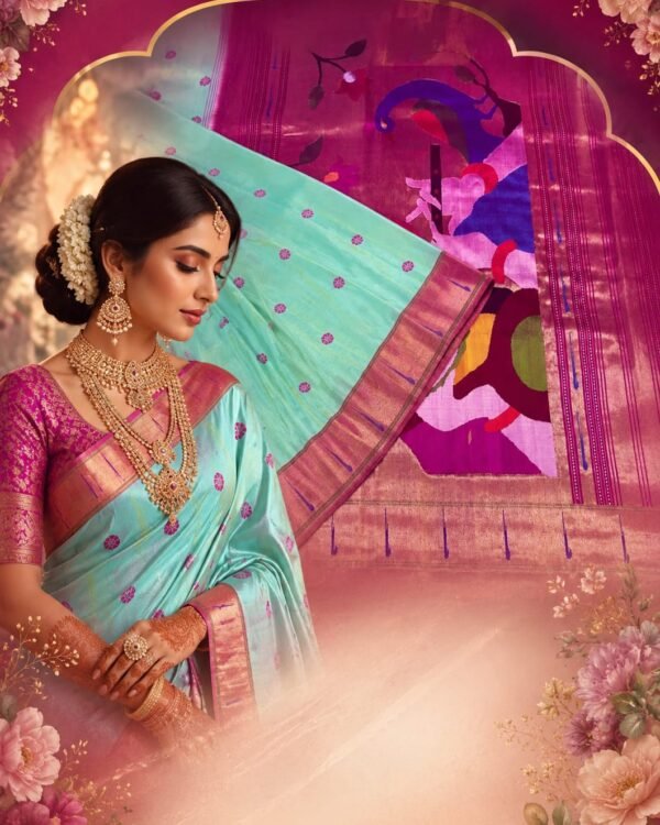 Pure Paithani Silk Single Munia Border