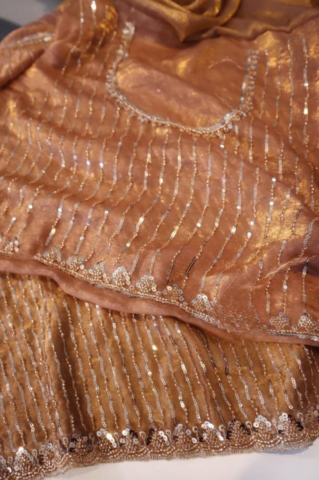 Pure and elegant chinon silk sarees with full handwork 12 Pure and elegant chinon silk sarees with full handwork - Image 12