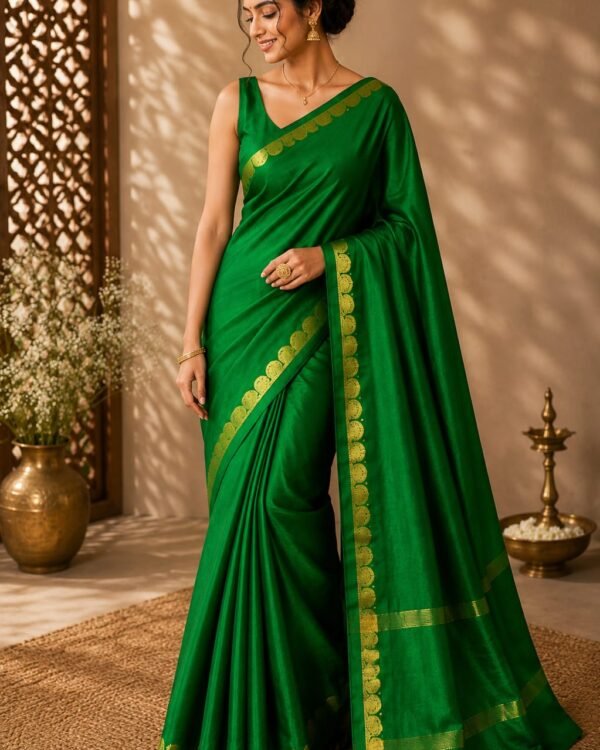 Pure crepe Mysore silk sarees tiny mango border