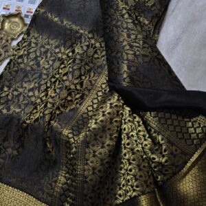Pure crepe brocade Mysore silk saree | Black