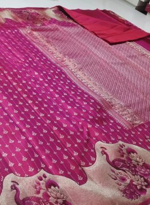 Pure kanchipattu meenakari Resham warp 