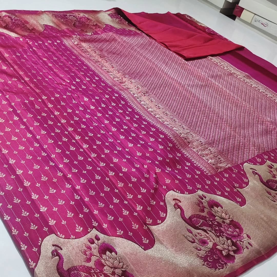 Pure kanchipattu meenakari Resham warp 1 Pure kanchipattu meenakari Resham warp