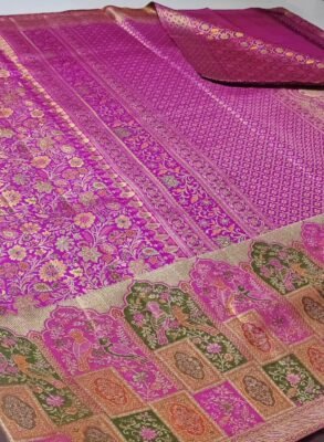 Pure kanchipattu resham warp 2g floral brocade