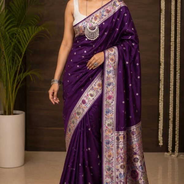 Pure tussar silk sarees in silver zari 