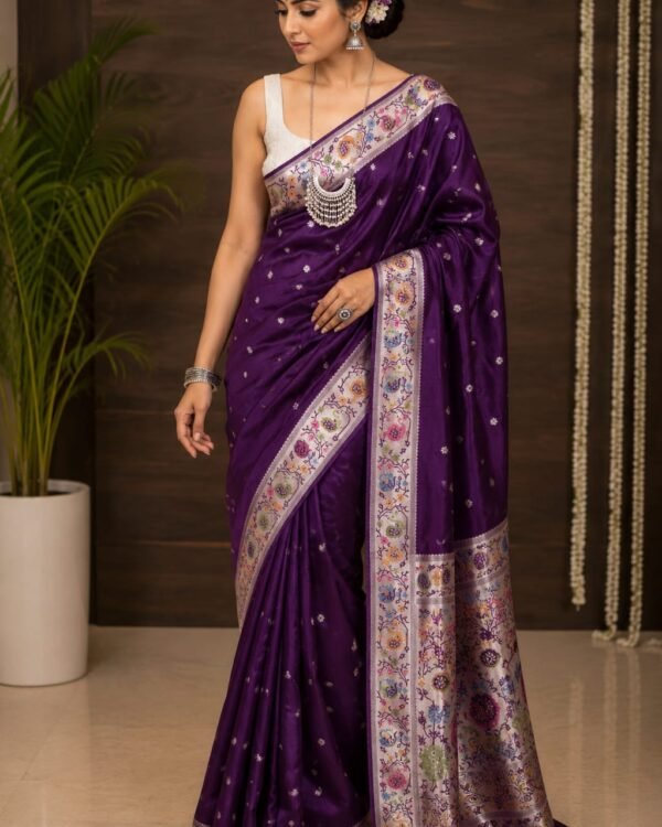 Pure tussar silk sarees in silver zari 