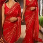 Party Wear Saree Collections – Eflina 9 Red pure georgette saree