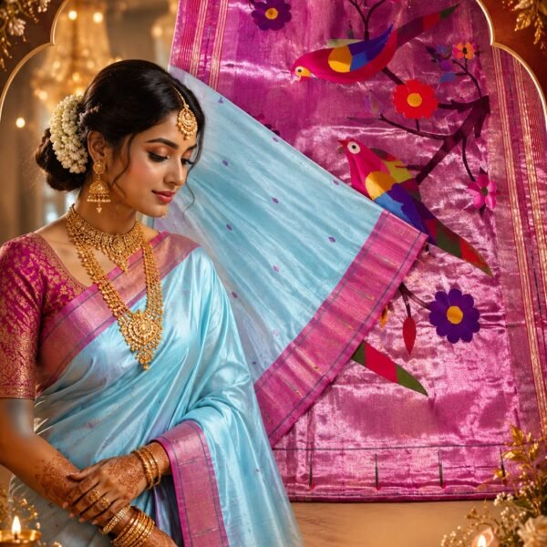 Single Munia Border Tissue Paithani Saree