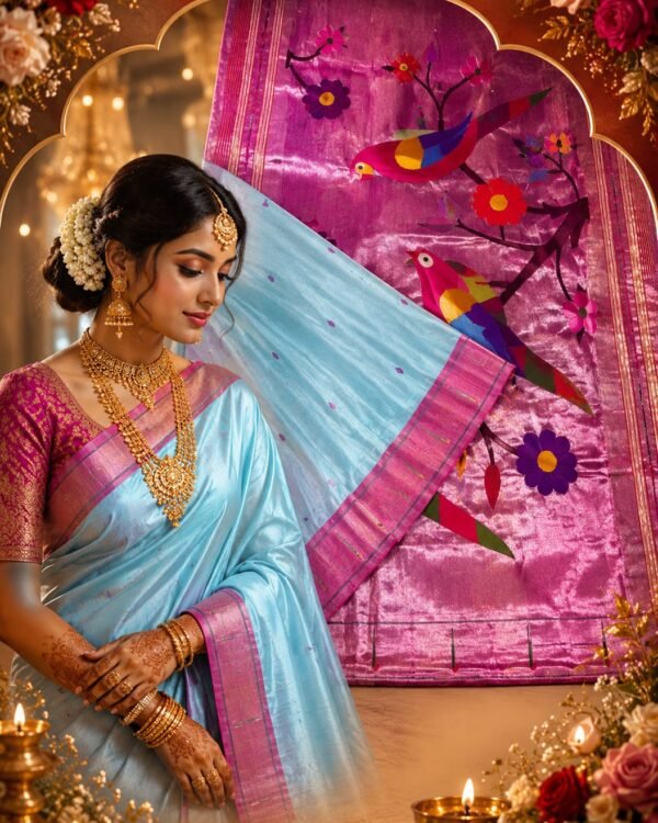 Single Munia Border Tissue Paithani Saree