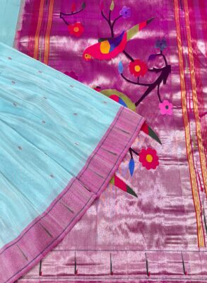 Single Munia Border Tissue Paithani Saree