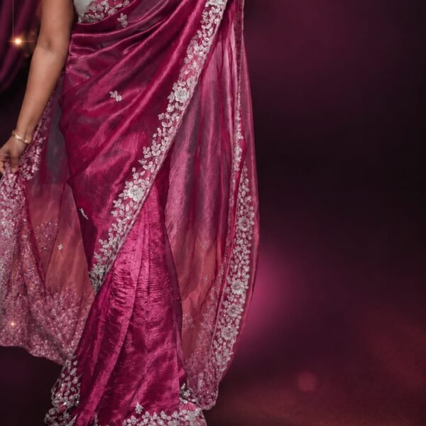 Crushed banarasi pure tissue silk saree