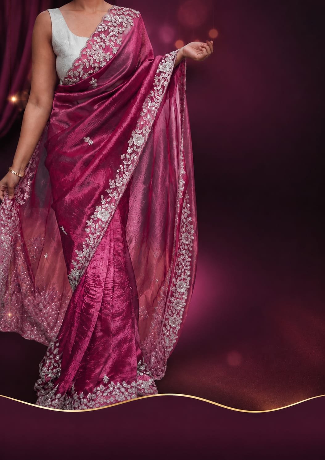 Crushed banarasi pure tissue silk saree 1 Crushed banarasi pure tissue silk saree