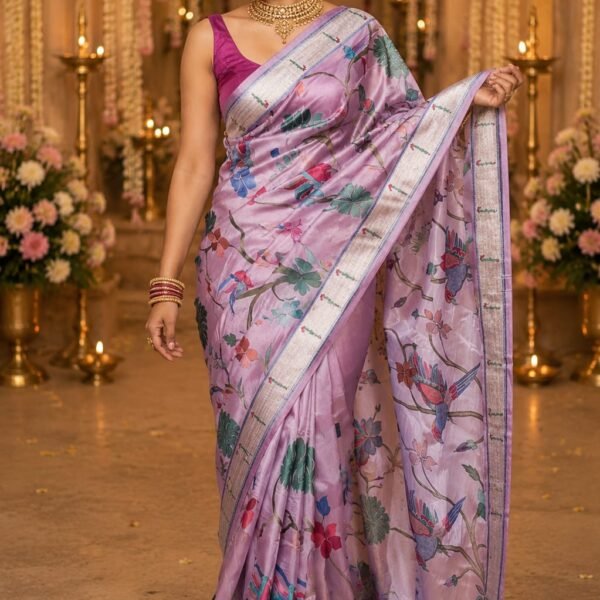 Pure tissue banarasi silk saree with paithani embroidery