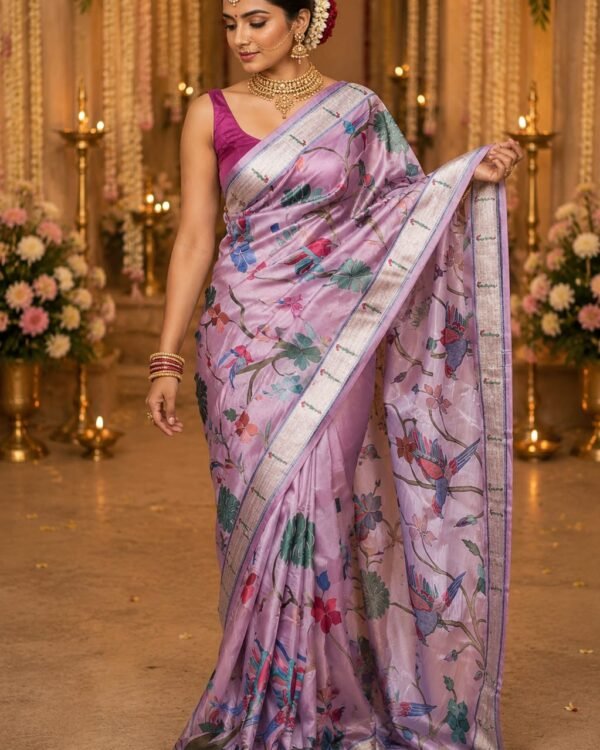 Pure tissue banarasi silk saree with paithani embroidery