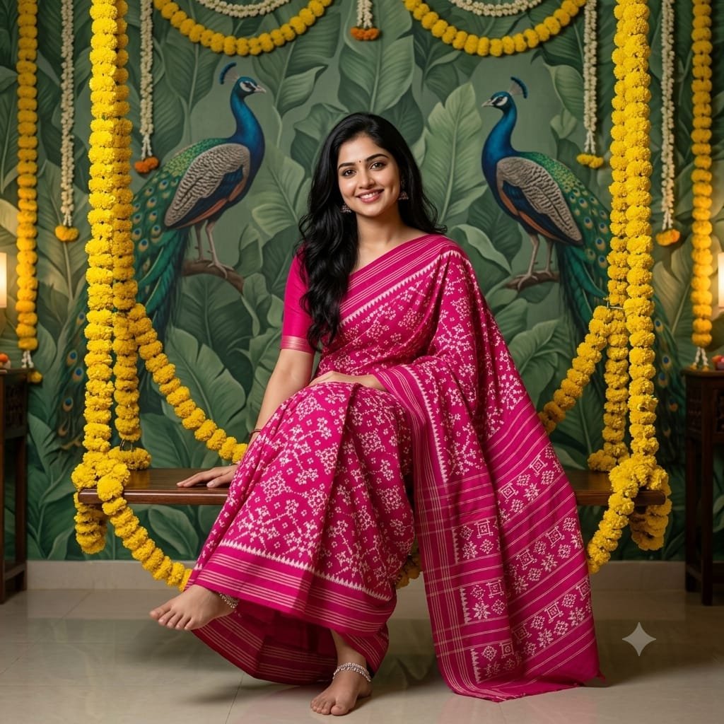 Ikkat silk sarees 4 Ikkat silk sarees in Magenta