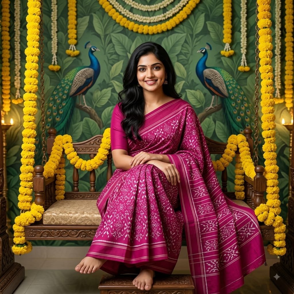 Ikkat silk sarees 8 Ikkat silk sarees in Rani Pink