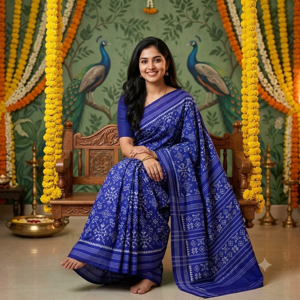 Ikkat silk sarees 10 Ikkat silk sarees in Navy Blue