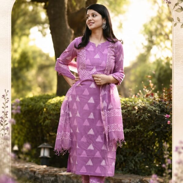 Batik hand block and bagru kurti set