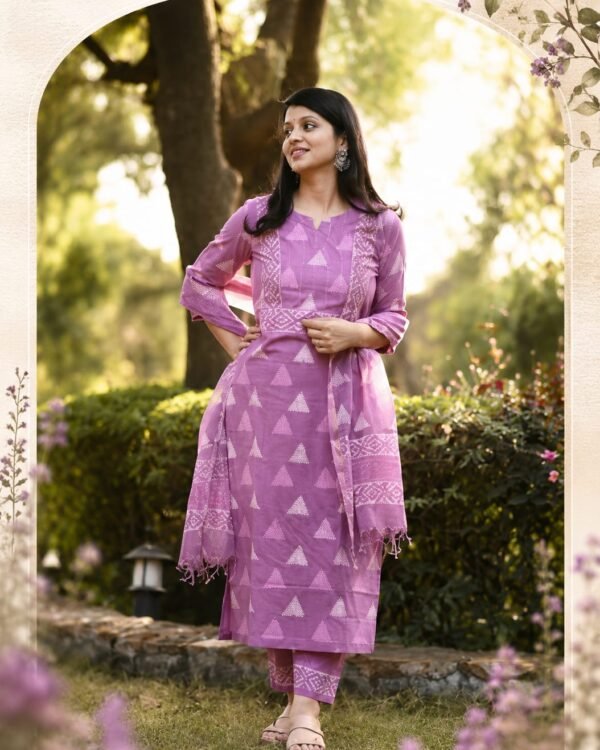 Batik hand block and bagru kurti set