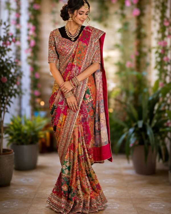 Pure Chinnon Designer Saree