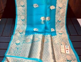 Pure Handloom Banarasi Kora Silk Saree