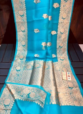 Pure Handloom Banarasi Kora Silk Saree